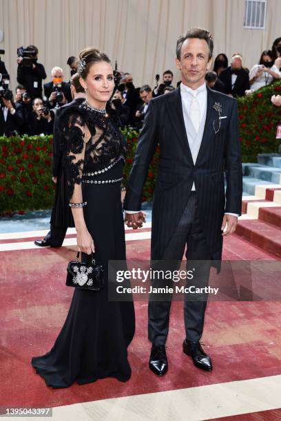 Alexi Ashe and Seth Meyers attend The 2022 Met Gala Celebrating "In America: An Anthology of Fashion" at The Metropolitan Museum of Art on May 02,...