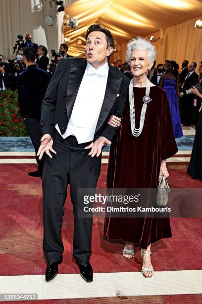 Elon Musk and Maye Musk attend The 2022 Met Gala Celebrating "In America: An Anthology of Fashion" at The Metropolitan Museum of Art on May 02, 2022...