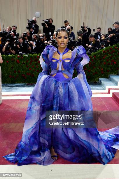 Teyana Taylor attends The 2022 Met Gala Celebrating "In America: An Anthology of Fashion" at The Metropolitan Museum of Art on May 02, 2022 in New...