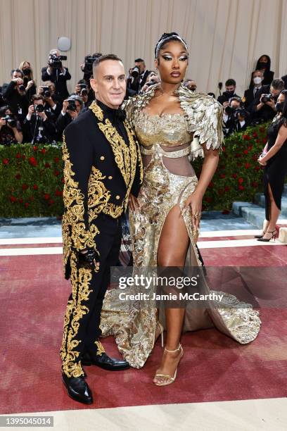 Jeremy Scott and Megan Thee Stallion attend The 2022 Met Gala Celebrating "In America: An Anthology of Fashion" at The Metropolitan Museum of Art on...