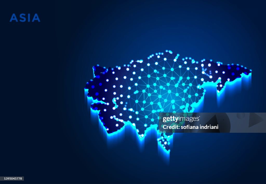 Asia Poly Vector Asia Continent In Blue Silhouette Abstract Low Poly Designs From Line ...