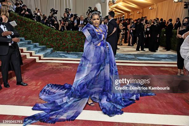 Teyana Taylor attends The 2022 Met Gala Celebrating "In America: An Anthology of Fashion" at The Metropolitan Museum of Art on May 02, 2022 in New...