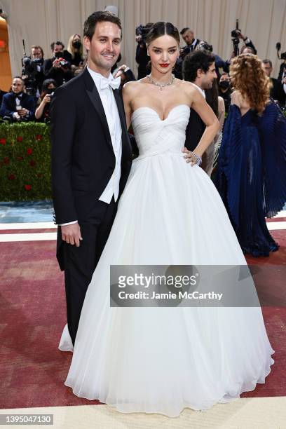 Evan Spiegel and Miranda Kerr attend The 2022 Met Gala Celebrating "In America: An Anthology of Fashion" at The Metropolitan Museum of Art on May 02,...