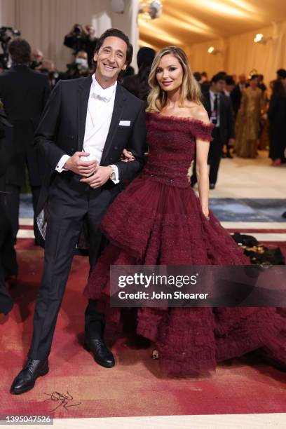 Adrien Brody and Georgina Chapman attend The 2022 Met Gala Celebrating "In America: An Anthology of Fashion" at The Metropolitan Museum of Art on May...