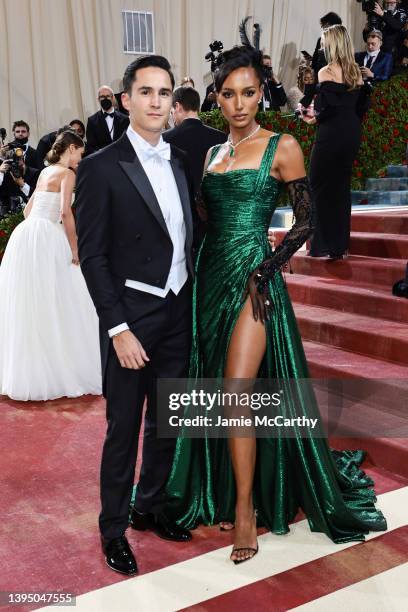 Juan David Borrero and Jasmine Tookes attends The 2022 Met Gala Celebrating "In America: An Anthology of Fashion" at The Metropolitan Museum of Art...