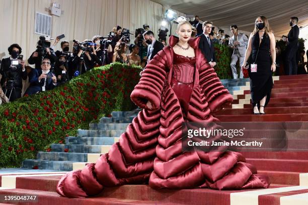 Gigi Hadid attends The 2022 Met Gala Celebrating "In America: An Anthology of Fashion" at The Metropolitan Museum of Art on May 02, 2022 in New York...