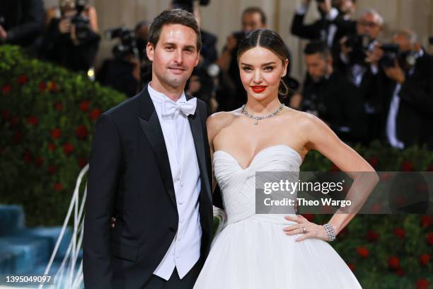 Evan Spiegel and Miranda Kerr attend The 2022 Met Gala Celebrating "In America: An Anthology of Fashion" at The Metropolitan Museum of Art on May 02,...