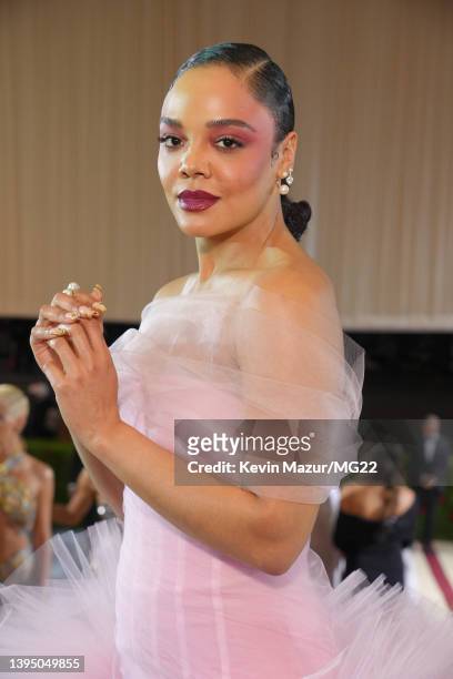 Tessa Thompson arrives at The 2022 Met Gala Celebrating "In America: An Anthology of Fashion" at The Metropolitan Museum of Art on May 02, 2022 in...