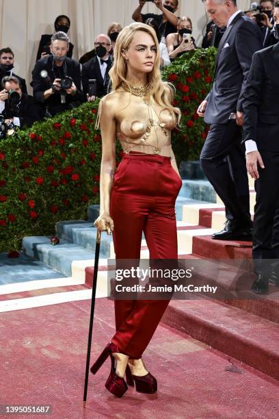 Cara Delevingne attends The 2022 Met Gala Celebrating "In America: An Anthology of Fashion" at The Metropolitan Museum of Art on May 02, 2022 in New...