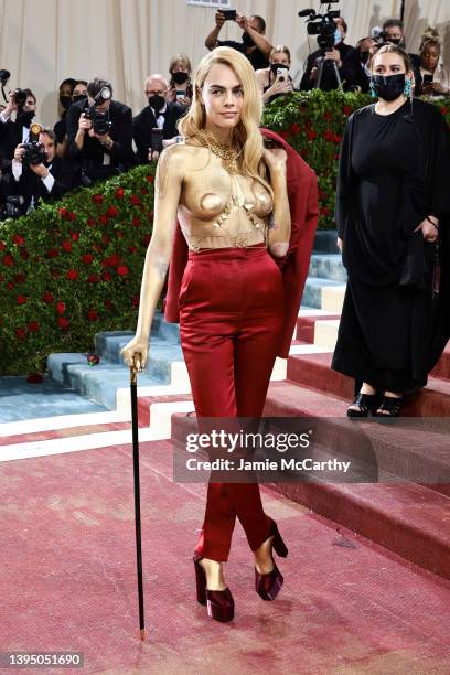 Cara Delevingne attends The 2022 Met Gala Celebrating "In America: An Anthology of Fashion" at The Metropolitan Museum of Art on May 02, 2022 in New...