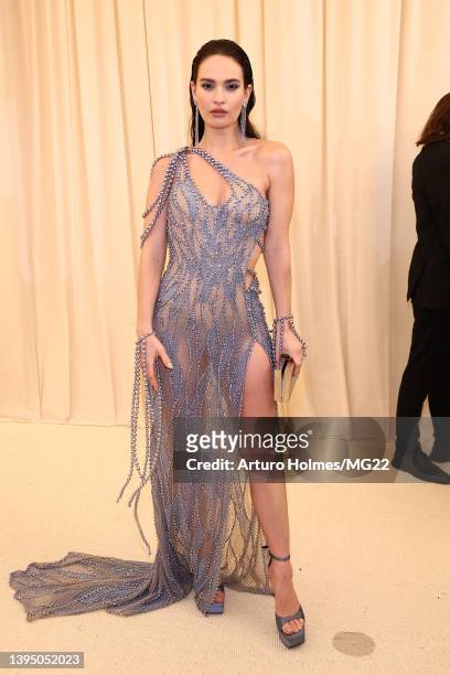 Lily James arrives at The 2022 Met Gala Celebrating "In America: An Anthology of Fashion" at The Metropolitan Museum of Art on May 02, 2022 in New...