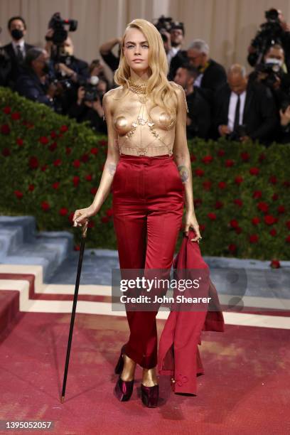 Cara Delevingne attends The 2022 Met Gala Celebrating "In America: An Anthology of Fashion" at The Metropolitan Museum of Art on May 02, 2022 in New...