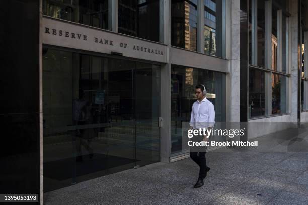 General view of the Reserve Bank of Australia building in Martin Place in Sydney on May 03, 2022 in Sydney, Australia. The Reserve Bank of Australia...