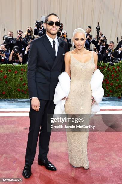 Pete Davidson and Kim Kardashian attend The 2022 Met Gala Celebrating "In America: An Anthology of Fashion" at The Metropolitan Museum of Art on May...