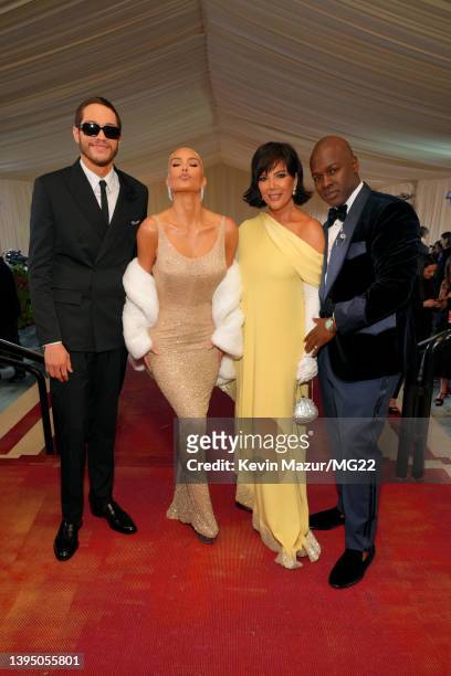 Pete Davidson, Kim Kardashian, Kris Jenner, and Corey Gamble arrive at The 2022 Met Gala Celebrating "In America: An Anthology of Fashion" at The...