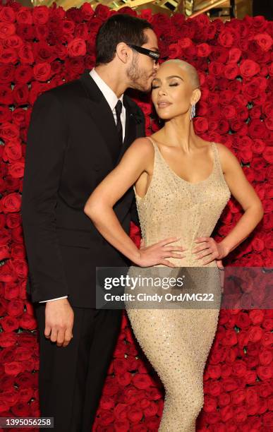 Pete Davidson and Kim Kardashian attend The 2022 Met Gala Celebrating "In America: An Anthology of Fashion" at The Metropolitan Museum of Art on May...