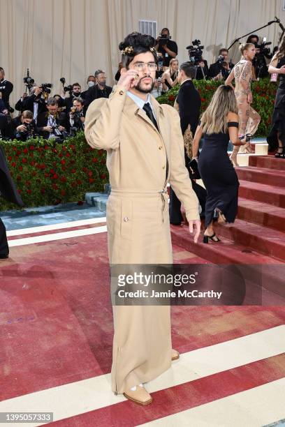 Bad Bunny attends The 2022 Met Gala Celebrating "In America: An Anthology of Fashion" at The Metropolitan Museum of Art on May 02, 2022 in New York...