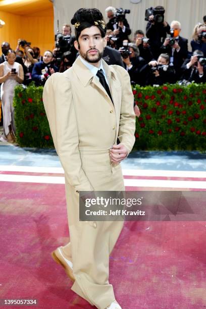 Bad Bunny attends The 2022 Met Gala Celebrating "In America: An Anthology of Fashion" at The Metropolitan Museum of Art on May 02, 2022 in New York...