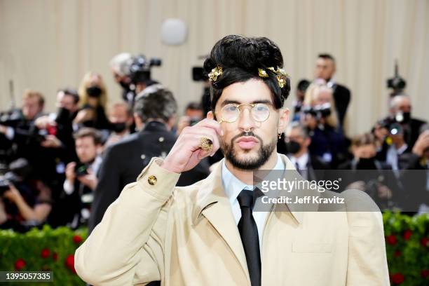 Bad Bunny attends The 2022 Met Gala Celebrating "In America: An Anthology of Fashion" at The Metropolitan Museum of Art on May 02, 2022 in New York...