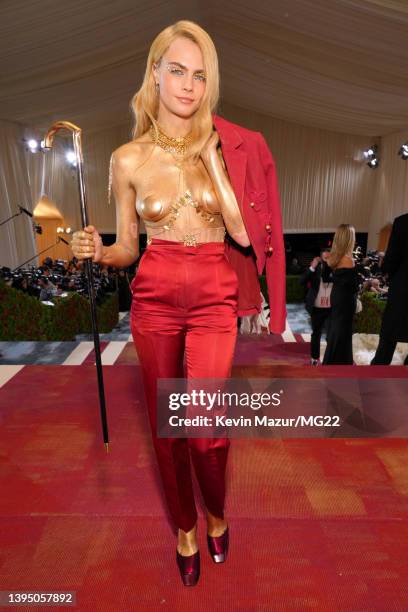 Cara Delevingne arrives at The 2022 Met Gala Celebrating "In America: An Anthology of Fashion" at The Metropolitan Museum of Art on May 02, 2022 in...