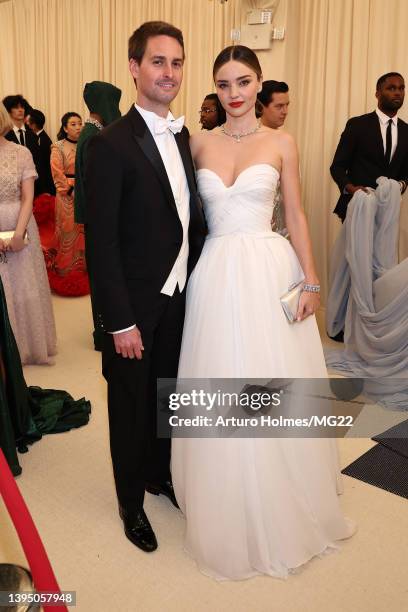 Evan Spiegel and Miranda Kerr arrive at The 2022 Met Gala Celebrating "In America: An Anthology of Fashion" at The Metropolitan Museum of Art on May...