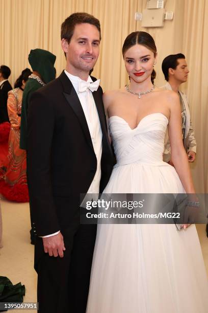 Evan Spiegel and Miranda Kerr arrive at The 2022 Met Gala Celebrating "In America: An Anthology of Fashion" at The Metropolitan Museum of Art on May...
