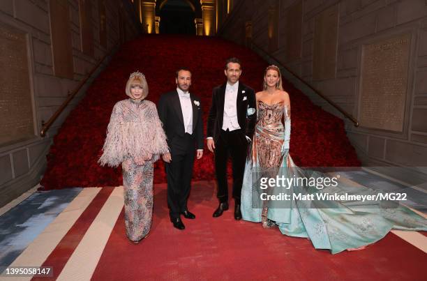 Anna Wintour, Tom Ford, Ryan Reynolds and Blake Lively attend The 2022 Met Gala Celebrating "In America: An Anthology of Fashion" at The Metropolitan...