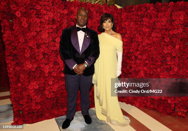 Corey Gamble and Kris Jenner attend The 2022 Met Gala Celebrating "In America: An Anthology of Fashion" at The Metropolitan Museum of Art on May 02,...