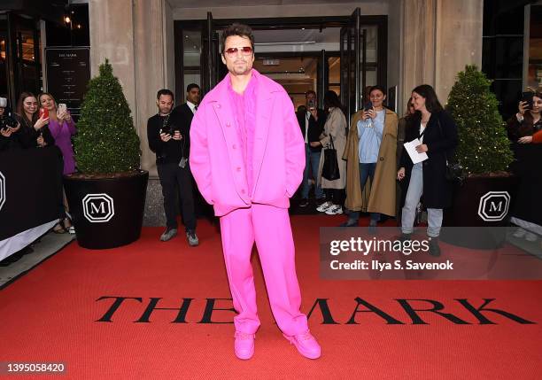 Sebastian Stan departs The Mark Hotel for 2022 Met Gala on May 02, 2022 in New York City.