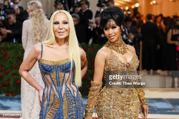 Donatella Versace and Cardi B attend The 2022 Met Gala Celebrating "In America: An Anthology of Fashion" at The Metropolitan Museum of Art on May 02,...