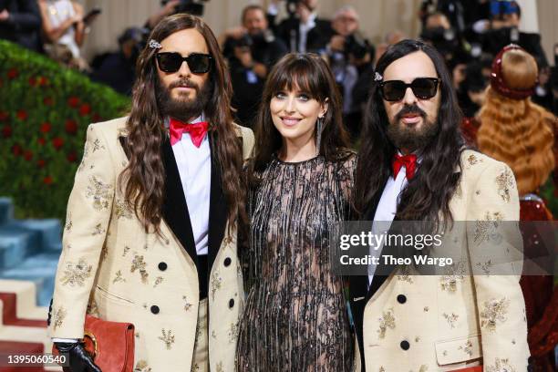 Alessandro Michele, Dakota Johnson and Jared Leto attend The 2022 Met Gala Celebrating "In America: An Anthology of Fashion" at The Metropolitan...