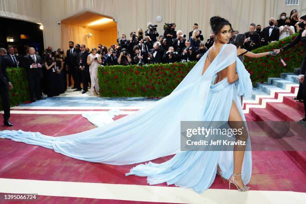 Imaan Hammam attends The 2022 Met Gala Celebrating "In America: An Anthology of Fashion" at The Metropolitan Museum of Art on May 02, 2022 in New...