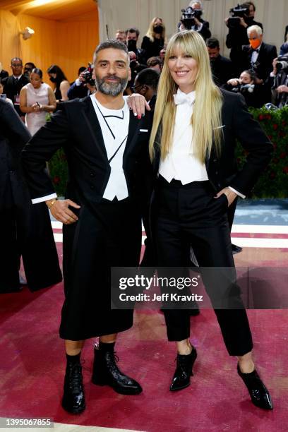 Oscar Isaac and Elvira Lind attend The 2022 Met Gala Celebrating "In America: An Anthology of Fashion" at The Metropolitan Museum of Art on May 02,...