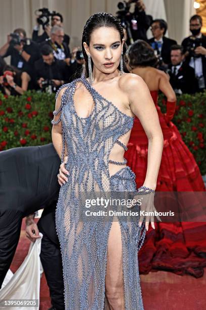 Lily James attends The 2022 Met Gala Celebrating "In America: An Anthology of Fashion" at The Metropolitan Museum of Art on May 02, 2022 in New York...