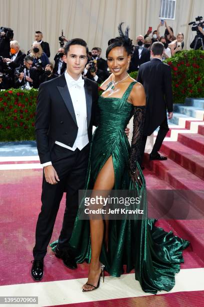 Juan David Borrero and Jasmine Tookes attends The 2022 Met Gala Celebrating "In America: An Anthology of Fashion" at The Metropolitan Museum of Art...