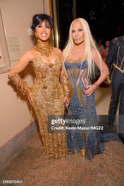 Cardi B and Donatella Versace attend The 2022 Met Gala Celebrating "In America: An Anthology of Fashion" at The Metropolitan Museum of Art on May 02,...