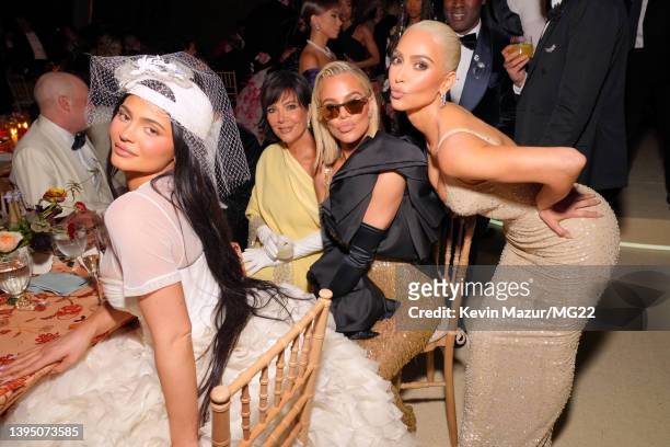 Kylie Jenner, Kris Jenner, Khloé Kardashian and Kim Kardashian attend The 2022 Met Gala Celebrating "In America: An Anthology of Fashion" at The...