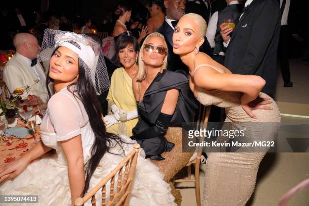 Kylie Jenner, Kris Jenner, Khloé Kardashian and Kim Kardashian attends The 2022 Met Gala Celebrating "In America: An Anthology of Fashion" at The...