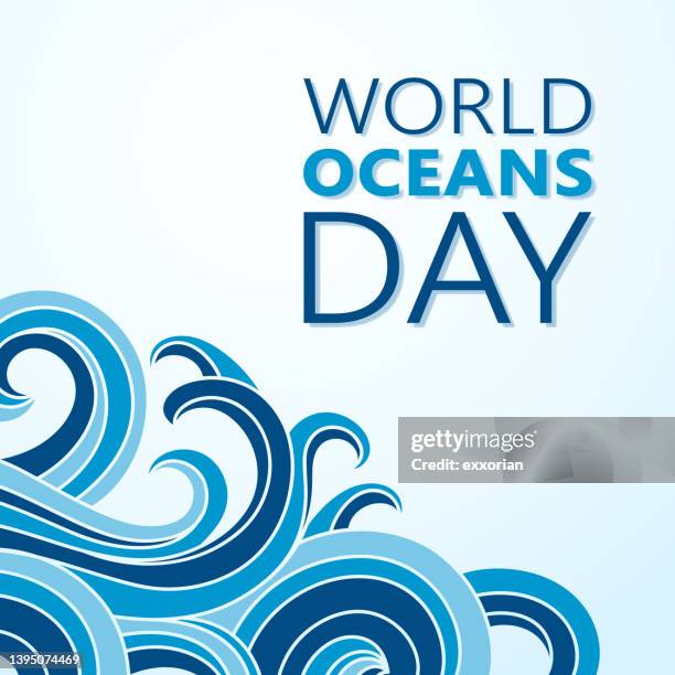 illustrazioni stock, clip art, cartoni animati e icone di tendenza di giornata mondiale degli oceani - world oceans day