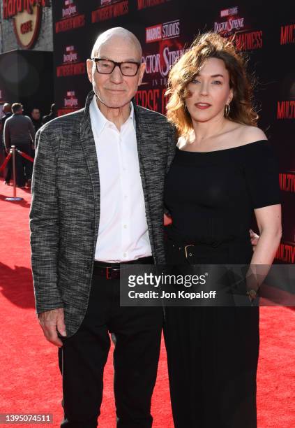 Sir Patrick Stewart and Sunny Ozell attend Marvel Studios' "Doctor Strange In The Multiverse Of Madness" premiere at Dolby Theatre on May 02, 2022 in...