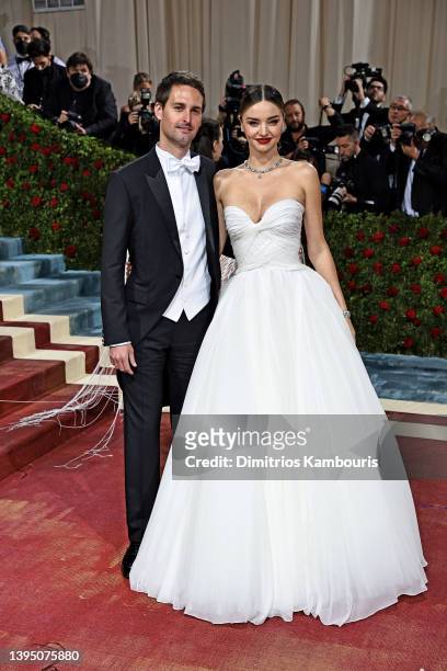 Evan Spiegel and Miranda Kerr attend The 2022 Met Gala Celebrating "In America: An Anthology of Fashion" at The Metropolitan Museum of Art on May 02,...