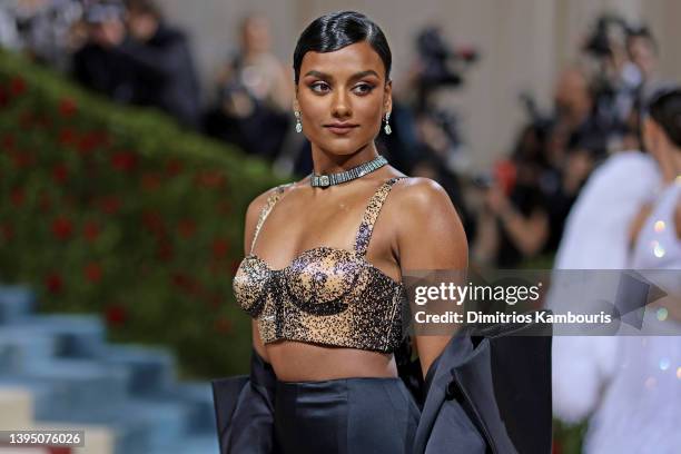 Simone Ashley arrives at The 2022 Met Gala Celebrating "In America: An Anthology of Fashion" at The Metropolitan Museum of Art on May 02, 2022 in New...