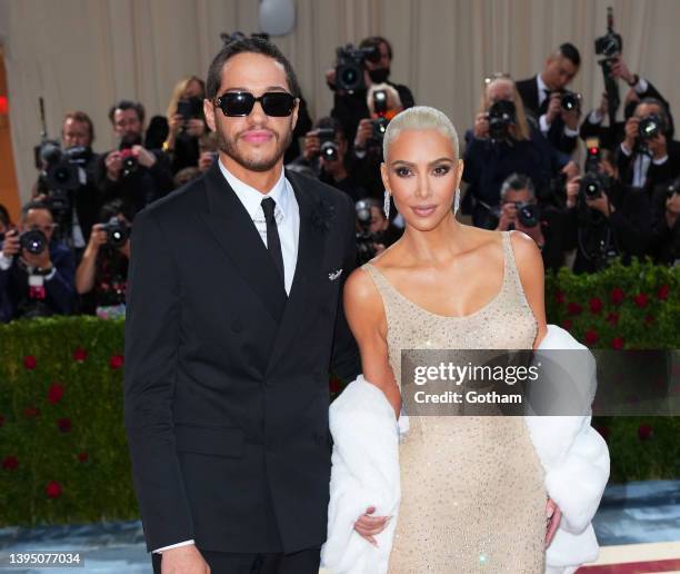 Pete Davidson and Kim Kardashian attend The 2022 Met Gala Celebrating "In America: An Anthology of Fashion" at The Metropolitan Museum of Art on May...