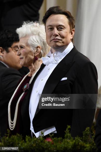 Elon Musk and Maye Musk attend The 2022 Met Gala Celebrating "In America: An Anthology of Fashion" at The Metropolitan Museum of Art on May 02, 2022...