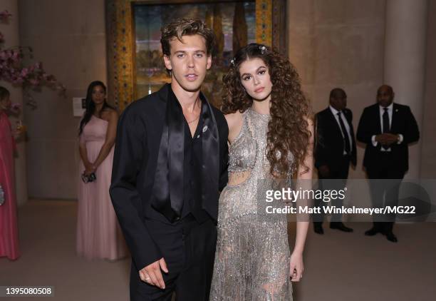 Austin Butler and Kaia Gerber attend The 2022 Met Gala Celebrating "In America: An Anthology of Fashion" at The Metropolitan Museum of Art on May 02,...