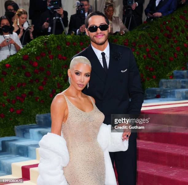 Kim Kardashian and Pete Davidson attend The 2022 Met Gala Celebrating "In America: An Anthology of Fashion" at The Metropolitan Museum of Art on May...