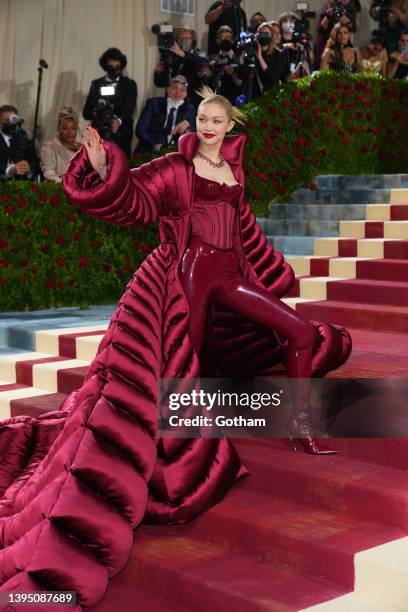 Gigi Hadid attends The 2022 Met Gala Celebrating "In America: An Anthology of Fashion" at The Metropolitan Museum of Art on May 2, 2022 in New York...