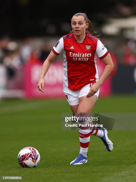 Noelle Maritz of Arsenal runs with the ball during the Barclays FA Women's Super League match between Arsenal Women and Aston Villa Women at Meadow...