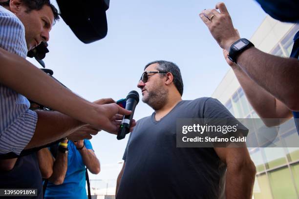 Agent Mino Raiola speaks with journalists at J Medical on July 17, 2019 in Turin, Italy.