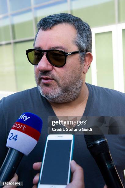 Agent Mino Raiola speaks with journalists at J Medical on July 17, 2019 in Turin, Italy.